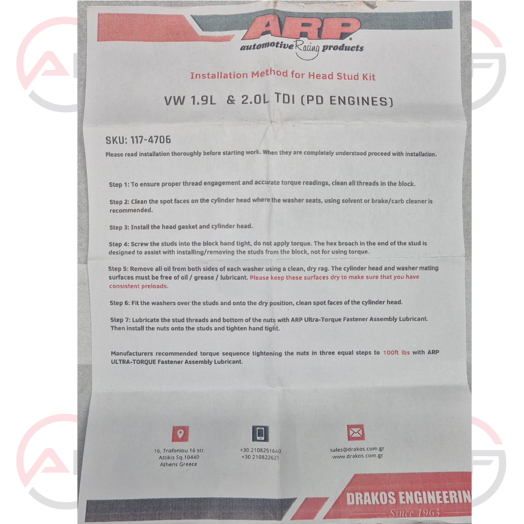 Juego de espárragos / tuercas de culata ARP 1.9 / 2.0 TDI PD