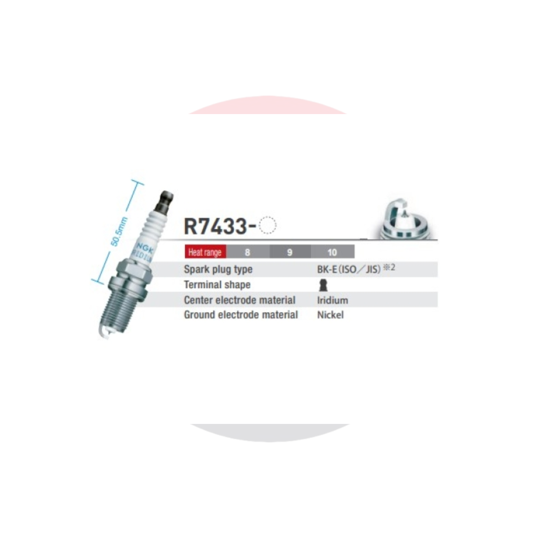 BUJÍA NGK R7433-9 14mm x 19mm (hex 16mm)