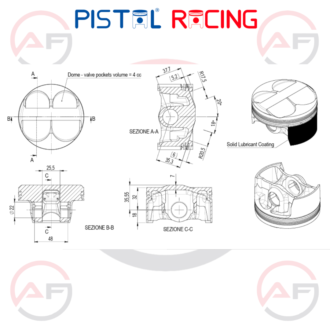 Juego de pistones Pistal Racing – BMW M3 S14 2.3 (Variantes por diámetro)